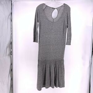 Monrow Gray Scoop Neck Dropped Waist Ruffle Dress